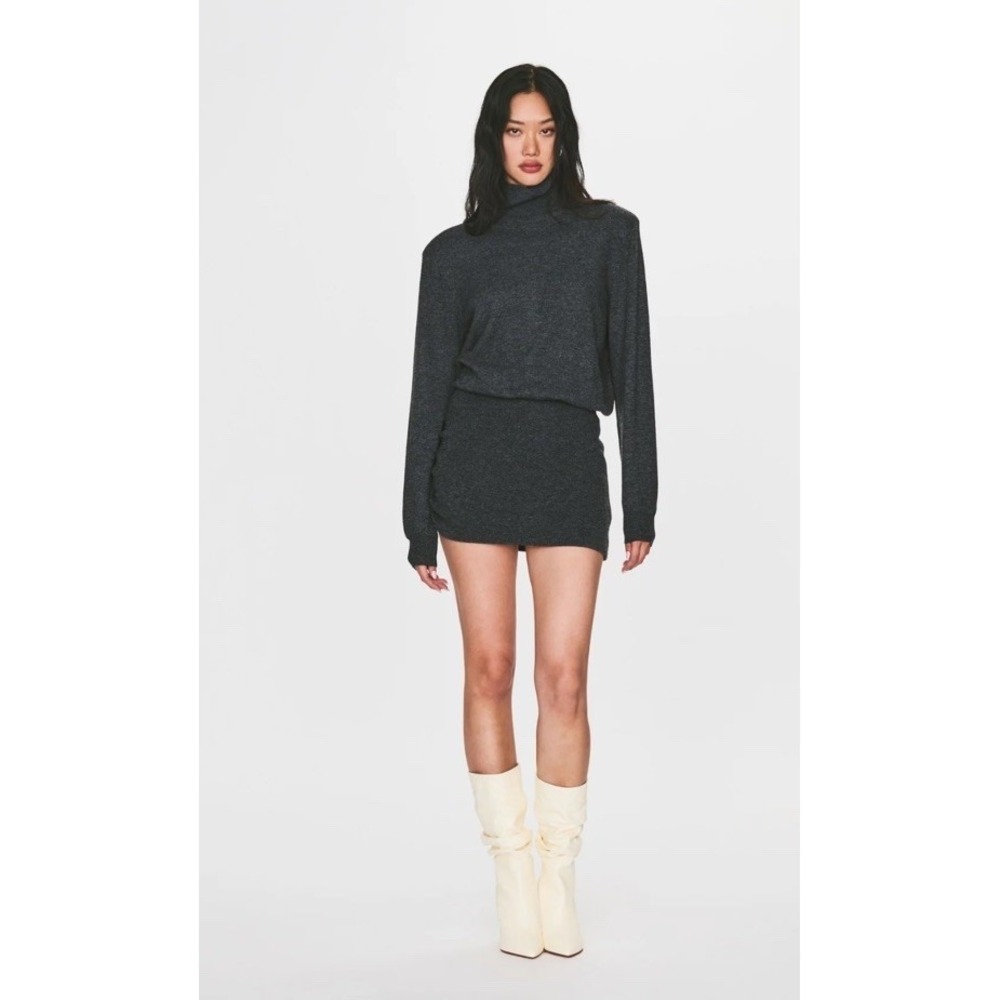Seroya SER.O.YA Alexandria Turtleneck Sweater Mini Dress S Pewter Gray Luxury - Picture 10 of 11